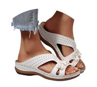 Generico Ciabatte Ortopediche Donna Ciabatte Mare Zeppa Antiscivolo Ciabatta Pelle Sandali Cuscinetti Metatarsali Sandali Donna Estive Leggere Comode Per Spiaggia Piscina