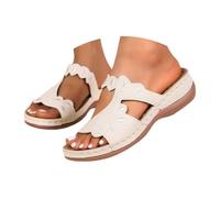 Generico Ciabatte Ortopediche Donna Comodi,con Punta e Bordo Smerlato Traforato,Leggeri e Casual,perfetti per L'Estate e per Tutti I Giorni per Una Vacanza Al Mare (Beige, 36)