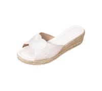 Generico Ciabatte Ortopediche Donna con Decorazioni Floreali Intrecciate,Scarpe Casual a Punta per Una Passeggiata in Riva Al Mare (Bianco, 40)