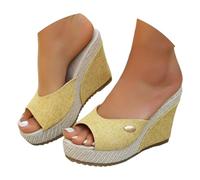 Generico Ciabatte Ortopediche Donna in Punta,Espadrillas,Sabot Estivi con Plateau e Dettaglio in Corda di per Una Passeggiata in Riva Al Mare (Giallo, 43)