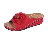 Generico Ciabatte Ortopediche Donna Plateau e Punta,Espadrillas Estive con Cinturino Elastico,Comodi Sandali con Suola in Sughero per L'Uso Quotidiano e Casual per Una Vacanza Al Mare (Rosso, 40)