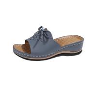 Generico Ciabatte Ortopedico Donna Casa Morbida Pantofole Aperte Antiscivolo Gomma Suole Ciabatte Tomaia in Pelle Moda Platform Slippers Sportivi Camminata Shoes da Doccia Bagno