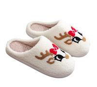 Generico Ciabatte Pelose Donna Inverno Divertenti Causal Ciabatte Donna Invernali Natale Calde Cotone Ciabatta con Renne Slide Morbida Cartone Shoes Coppia Pantofole Uomo e Donna Invernali