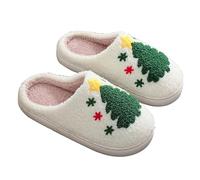 Generico Ciabatte Pelose Donna Inverno Divertenti Causal Ciabatte Donna Invernali Natale Calde Cotone Ciabatta con Renne Slide Morbida Cartone Shoes Coppia Pantofole Uomo e Donna Invernali