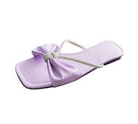 Generico Ciabatte Piscina Donna A Fascia Piatte Punta Con Nodo Farfalla In Pelle Tinta Unita Ciabatta Elegante Estiva Pantofole Estive Da Casa Eleganti Ciabatte Donna Estive Per Comode Viola 38