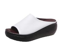 Generico Ciabatte Zeppa Donna Estive da donna con supporto per piatto con suola spessa Sandali romani casual alla Sandali da spiaggia estivi Scarpe con zeppa per Casa e Mare per Mare e (White, 38)