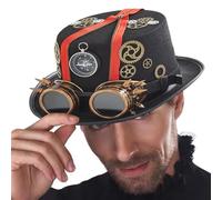 Generico Cilindro Steampunk - Feltro E Ingranaggi | Copricapo Per Travestimento | Cappello Retro-Futurista Per Cosplay Feste Teatrali E Fotografia