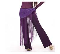 Generico Cintura di Danza del Ventre Resistente 10 Colori Belly Dance Practice Abbigliamento Accessori Attrezzatura Elasticizzata Lungo Nappa Triangolo Triangle Paillettes Sciarpa Anca(Purple)
