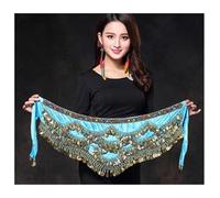 Generico Cintura di Danza del Ventre Resistente Belly Dance Belt Multi-Color Glass Sciarpa Crystal Bellydance Catena in Vita antia(Sky Blue)