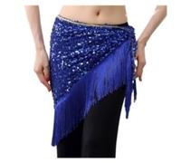 Generico Cintura di Danza del Ventre Resistente Belly Dance Sequgined Triangle Asciugamano Catena Paillettes Tassel Asciugamani Pratica Costumi(FM6196 Blue)