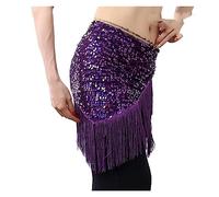 Generico Cintura di Danza del Ventre Resistente Belly Dance Sequgined Triangle Asciugamano Catena Paillettes Tassel Asciugamani Pratica Costumi(FM6196 Purple)