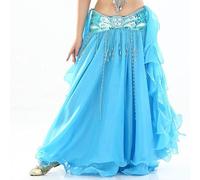 Generico Cintura di Danza del Ventre Resistente Belly Dancing Abbigliamento Lungo Maxi Gonne Lady Dance Donne Skirt Professione(Light Blue)