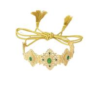 Generico Cintura in Caftano Marocchino Dorato, Catena Regolabile per la Pancia per Abito da Sposa, Regalo Nuziale per Abito Arabo(Green)