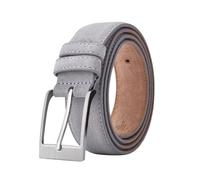 Generico Cinture in pelle di mucca for uomo e donna, cinture in pelle con fibbia ad ardiglione, jeans a quadri(110cm-43.3in,White)