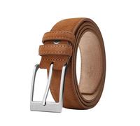 Generico Cinture in pelle di mucca for uomo e donna, cinture in pelle con fibbia ad ardiglione, jeans a quadri(120cm-47.24in,Brown)