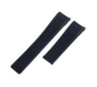 Generico Cinturino for orologio con estremità curva da 24 mm, cinturino in silicone a righe blu e nere, compatibile TAG for bracciale HEUER GRAND CARRERA AQUARACER(Black,24MM_SIVER BUCKLE)