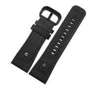 Generico Cinturino for orologio da uomo in pelle compatibile con la serie Sevenfriday P2b02 Q2 / 02 P3 T2 vintage marrone nero cinturino for 28 mm(Black-black)