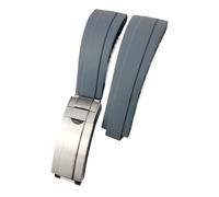 Generico Cinturino for orologio in gomma e silicone da 20 mm, 21, 19 18 compatibile con Rolex Yacht Master Daytona Submariner Glide Lock Buckle(Gray,MATTE SILVER BUCKLE_19MM)