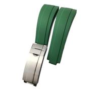 Generico Cinturino for orologio in gomma e silicone da 20 mm, 21, 19 18 compatibile con Rolex Yacht Master Daytona Submariner Glide Lock Buckle(Green,ROSE BUCKLE_19MM)