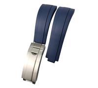 Generico Cinturino for orologio in gomma e silicone da 20 mm, 21, 19 18 compatibile con Rolex Yacht Master Daytona Submariner Glide Lock Buckle(Blue,MATTE SILVER BUCKLE_18MM)