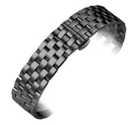 Generico Cinturino for orologio universale in acciaio inossidabile a cinque perline da 18 mm, 20 e 22, con fibbia a farfalla doppio pulsante(Black,18mm)