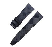 Generico Cinturino in gomma e silicone nero blu compatibile con il cinturino da polso della serie portoghese dell'orologio IWC Marine Portugal(Black-No buckle)