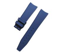 Generico Cinturino in gomma e silicone nero blu compatibile con il cinturino da polso della serie portoghese dell'orologio IWC Marine Portugal(Blue-No buckle)