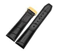 Generico Cinturino in pelle di vitello primo strato Compatibile con MAURICE LACROIX cinturino Eliros cinturini in vera mucca 20mm 22mm fibbia pieghevole(Black gold,20mm)