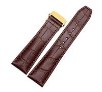 Generico Cinturino in pelle di vitello primo strato Compatibile con MAURICE LACROIX cinturino Eliros cinturini in vera mucca 20mm 22mm fibbia pieghevole(Brown gold,20mm)