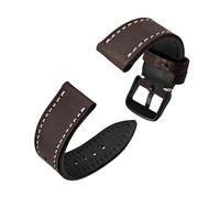 Generico Cinturino in pelle for orologio con bordo laccato, for uomo e donna, 18 mm, 19, 20, 21, 22, cinturino da polso a sgancio rapido(Dark Brown-Black,18mm)