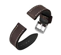 Generico Cinturino in pelle for orologio con bordo laccato, for uomo e donna, 18 mm, 19, 20, 21, 22, cinturino da polso a sgancio rapido(Dark Brown,18mm)