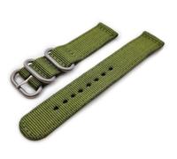 Generico Cinturino Nylon Zulu 2 pezzi ONE MORE STRAP da18 20 22 24 mm Nero grigio 007 Verde Beige Blu Aarancione fibbia satinata (22mm, Green)