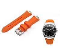Generico Cinturino PRX in gomma ONE MORE compatibile con Tissot power matic e Quarz 40mm 35mm SGANCIO RAPIDO, Colore Nero Arancio Blu Verde (Cassa 40mm, Arancione)