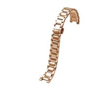 Generico Cinturino universale in acciaio inossidabile concavo e convesso compatibile con Fiyta Rossini Folli Follie GC Gucci Orologio da donna catena in ceramica(A rose gold,14x7mm width)