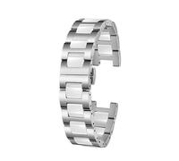 Generico Cinturino universale in acciaio inossidabile concavo e convesso compatibile con Fiyta Rossini Folli Follie GC Gucci Orologio da donna catena in ceramica(B silver white,18x10mm width)