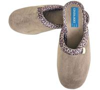 Generico Cinzia Soft, IEA3506, Ciabatte Pantofole Donna in Velour Beige con Bordo Leopardato, Comfort, 37 EU