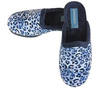 Generico Cinzia Soft, IEA83019, Ciabatte Pantofole Azzurro Blu Animalier Leopardato, Comfort, 38 EU