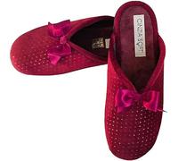 Generico Cinzia Soft IEB152851, Ciabatte Pantofole Donna, Velour Bordeaux con Fiocco e Punti Luce, Comfort, 36 EU