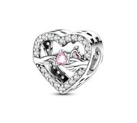 Generico Ciondoli Argento Sterling 925 con Cubic Zirconia Pendenti,Charms per Bracciali,Ciondoli per Collane,con Braccialetti e Collane europei, Perfetto Regali per Moglie e Ragazze (Sincero Cuore)