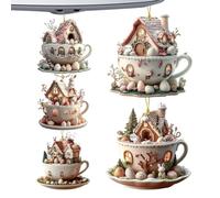 Generico Ciondoli con Coniglietto Pasquale 2D - Decorazioni Acriliche per Tazze da tè, 5 Stravaganti Ornamenti Primaverili, Set di Decorazioni Festive per Feste, Ṕer Celebrazioni Pasquali P̀er La Men