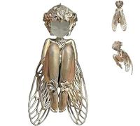 Generico Ciondolo angelo silenzioso, ciondolo ala d'angelo celeste, eleganti pendenti per collana di angeli custodi, graziosi pendenti con fata della preghiera con ala in filigrana, per compleanno