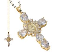 Generico Ciondolo con croce della Vergine Maria, collana con croce della | Vergine Maria - Ciondolo Croce di Santa - Gioielli a per matrimoni, feste, abbigliamento quotidiano, gioielli con collana pe