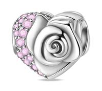 Generico Ciondolo Cuore Rosa Bracciali Collana Argento 925 Donna con Zirconi Cubici di Grado 5A Incastonati, Adatto per Bracciale Donna, Collana, è il Bello Ideale per le Donne