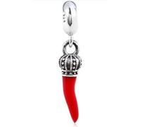 Generico Ciondolo in Argento Sterling 925 con Corno Rosso napoletano portafortuna, Charm per Bracciale