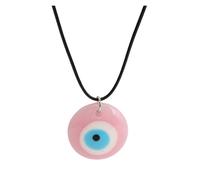 Generico Ciondolo Rotondo in plastica con Cordino in Pelle Regolabile, Collare Unisex Boho Chic(D_45+5cm)