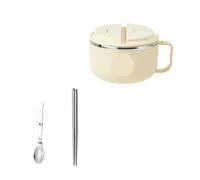 Generico Ciotola for noodle istantanei con posate pieghevoli Contenitore for riso ramen portatile di grande capacità(Beige)
