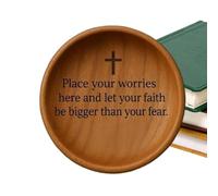 Generico Ciotola Per La Preghiera - Decorazione Cristiana Rustica Con Croce Incisa,Ciotola In Legno Lavorata A Mano,Per La Chiesa L'Altare Il Battesimo Il Natale Compleanno La Meditazione La Casa