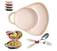 Generico Ciotola per Zuppe E Sandwich, Set Piatto E Ciotola in Gres per Zuppa E Panino Con Manico Retrò, Facile Da Pulire per Casa E Ristorante(Beige)