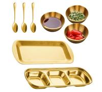 Generico Ciotoline Da Salse - 8 Pezzi Portatile In Acciaio Inossidabile Con 3 Scomparti - da Intingere con Ciotole e Cucchiai,Per Zucchero Ketchup Sale Aceto Barbecue Ristorante Picnic Party Cucina