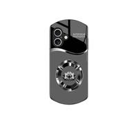 Generico Circle Lotus Shaped Tempered Glass Case for iPhone, Elliptical Shaped Tempered Glass Phone Cases, for iPhone 12/13/14/15/16 Series (16promax,Gray)